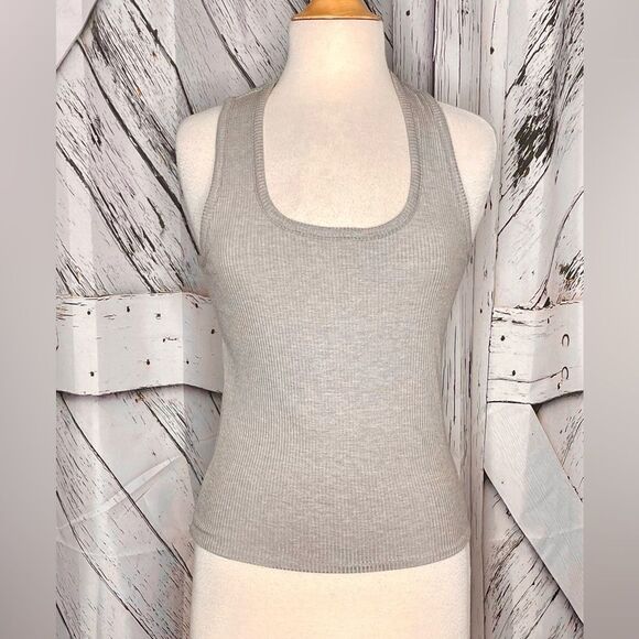 Veronica M Tan Ribbed Sleeveless Top M Taupe - Picture 1 of 5